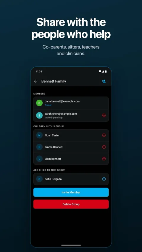 Sharing a child’s records with their Support Circle — on Android