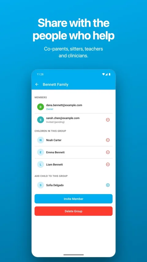 Sharing a child’s records with their Support Circle — on Android